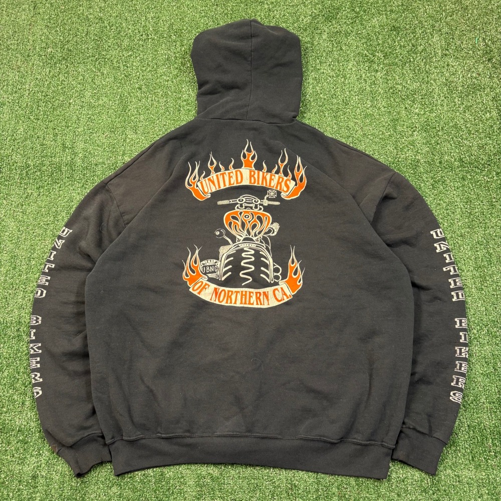 Vintage 2000's United Bikers Northern CA Flame Zip Hoodie